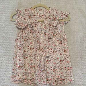 Floral Ruffle Blouse - Red and White